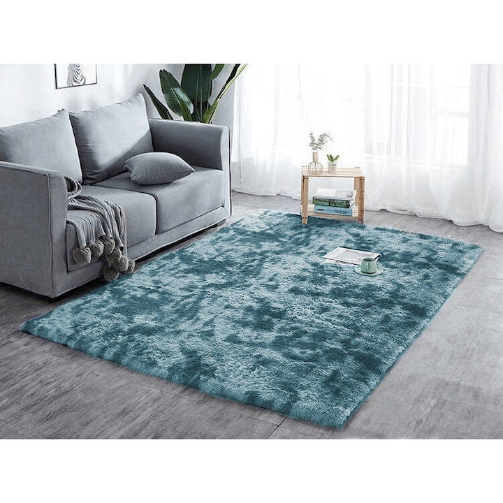 Covor Shaggy Ombre Navy 300x400 cm, 3,5 cm grosime, set