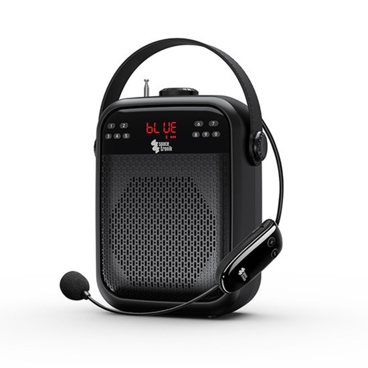 Microfon wireless Spacetronik SP-VA25, 25W, rosu, functie stereo, cu microfon UHF