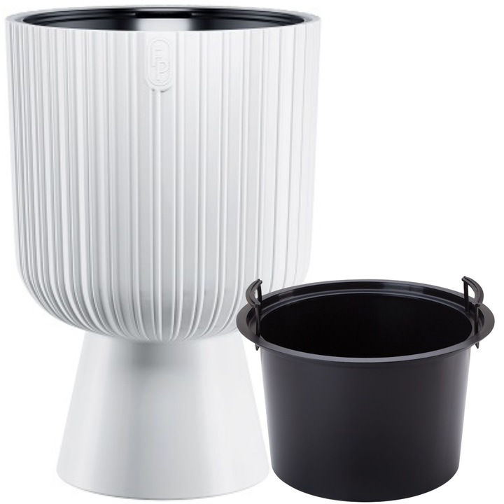 Кръгла саксия, пластмаса, 38,5 x 58 см, вместимост 42,1 л, бяла