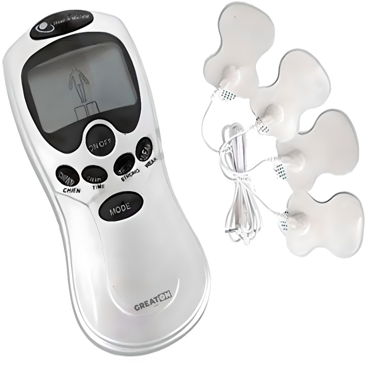 GREATON Elektromos Stimulációs Masszírozó LCD Kijelzővel és 4 Tapasszal