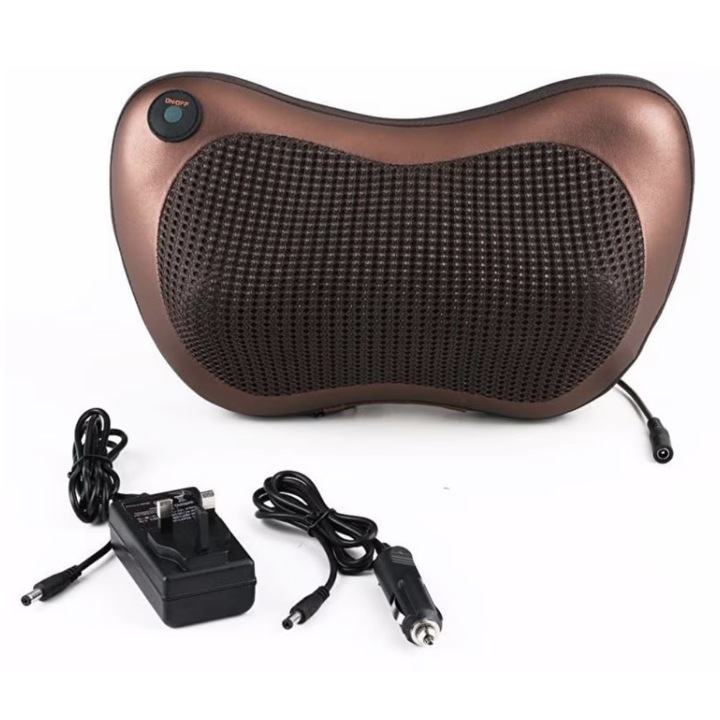 Инфрачервена масажна възглавница за кола и дом, масаж за тяло, шия и шийна област, антистрес и облекчаване на болката, с 8 въртящи се топки и 3 нагревателни глави