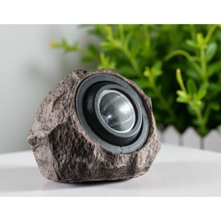 Външна соларна LED лампа Stone Vader със сензор за здрач и размери 20 x 12 x 16 см