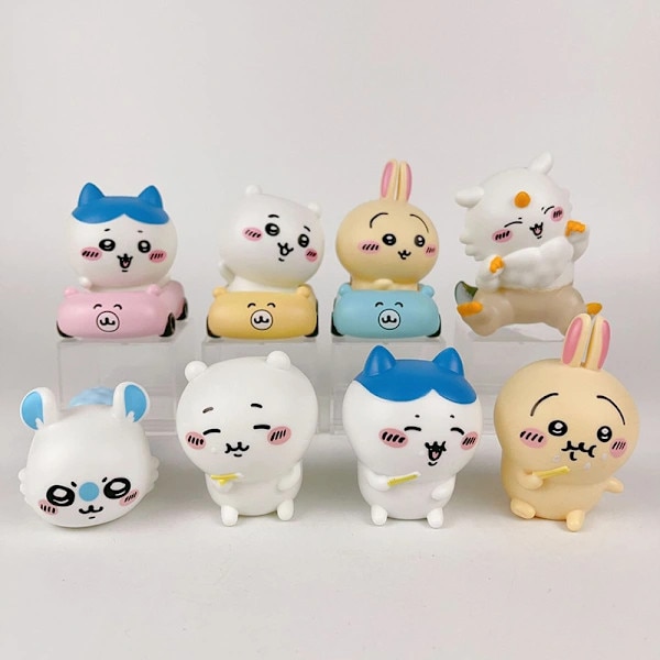 chikuwa★ Figurina Chiikawa Hachiware, stil cartoon, unisex, 6cm, set 1 buc