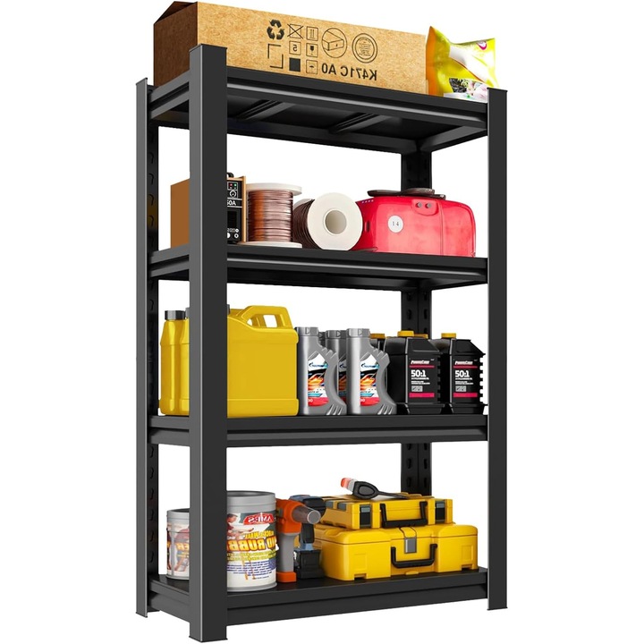 Raft reglabil de bucatarie cu 4 polite Uptyia, capacitate portanta ridicata, metalic, multifunctional, pentru depozitare si cuptor cu microunde，60×30×121.6cm, negru, Otel