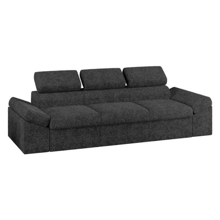 Canapea Magic, extensibila, tetiere reglabile, plusata, 250 x 90 x 90 cm, Gri Inchis