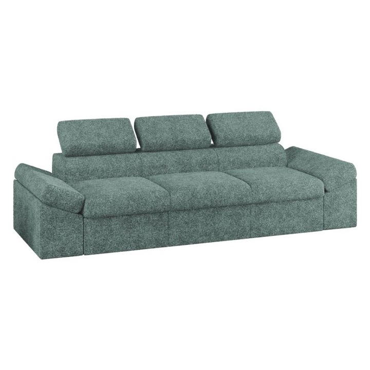 Canapea Magic, extensibila, tetiere reglabile, plusata, 250 x 90 x 90 cm, Turcoaz