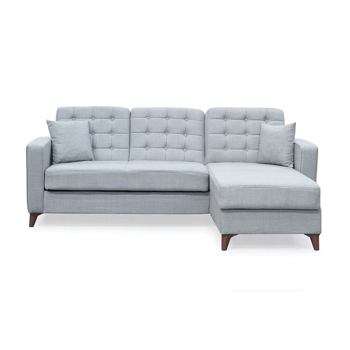 Coltar extensibil Expomob LUCIANO, cu lada depozitare, colt interschimbabil, dimensiune 230x145x80 cm, culoare gri