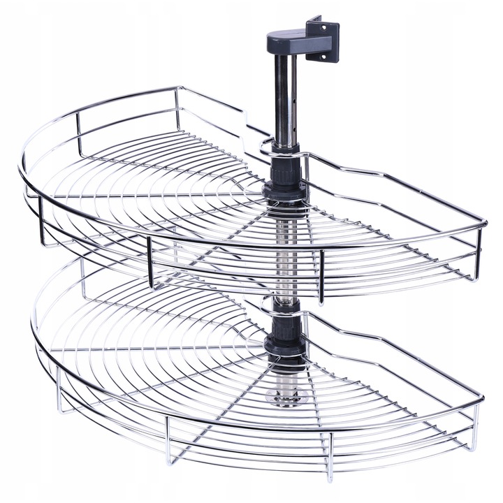 Konyhai sarokrendszer szett, TMY, Magic Corner, Mo-18-01, Ezüst, 745x565 mm, Fém, Nagy teherbírás, polconként akár 10 kg, Króm-nikkel drótkosarak, Univerzális szerkezet