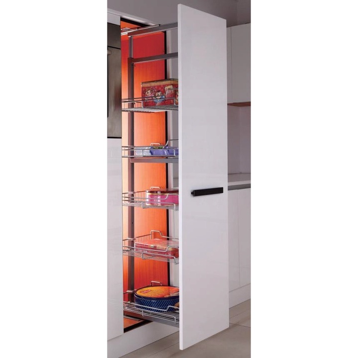 Set Ghidaje Si Rafturi Pentru Dulap, TMY, Midi, Wkd-30-05, Antracit, 240x510x1560/1910 mm, Extindere Completa, Autoinchidere Cu Frana, Montat Pe Fata, Fund Complet, Ghidaje Si Rafturi Pentru Dulap