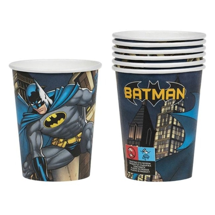 Pahare Party Batman din Carton – Set 6 bucati, 240ml – Pentru petrecerea ta cu super-eroi ANTBRO R ®