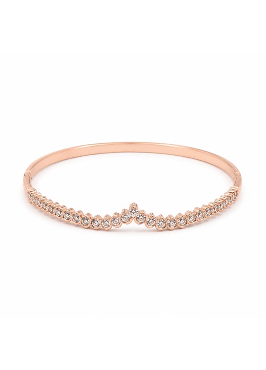 Bratara fixa delicata din Cupru placat cu aur 18 k batuta in pietre de Zirconiu Afina diametru 6 cm