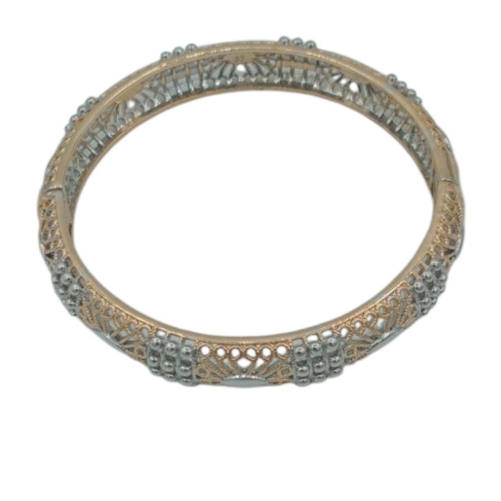 Bratara fixa multicolora din Cupru placat cu aur Alexia diametru 5,6 cm