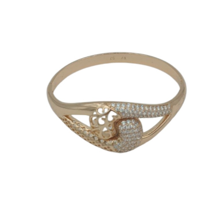 Bratara fixa din Cupru placat cu aur 24k si pietre de Zirconiu Andrada diametru 5,7 cm