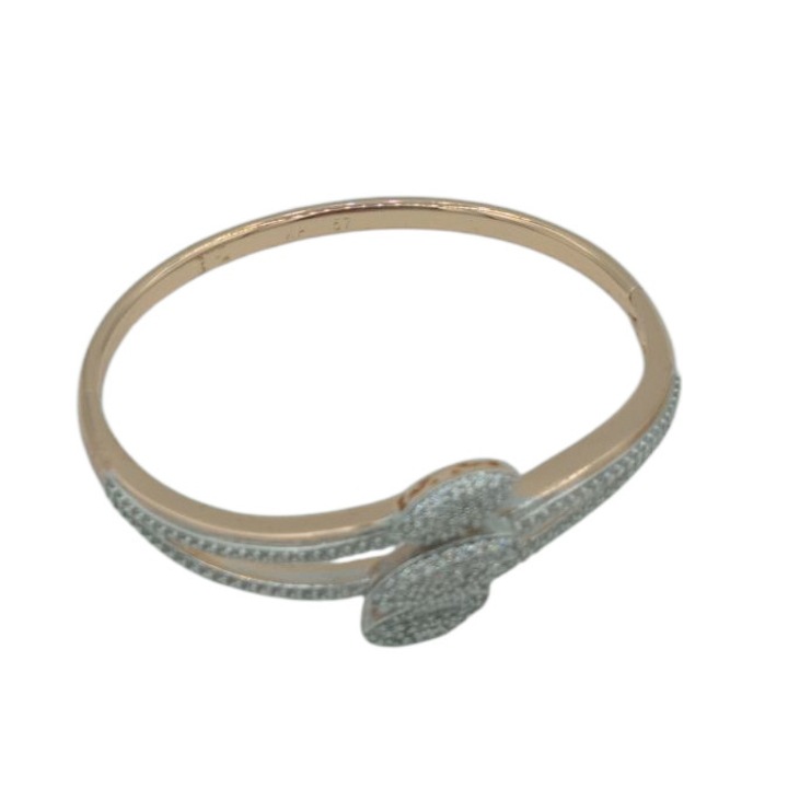 Bratara fixa eleganta din Cupru placat cu aur 24k si pietre de Zirconiu Alida diametru 5,7 cm