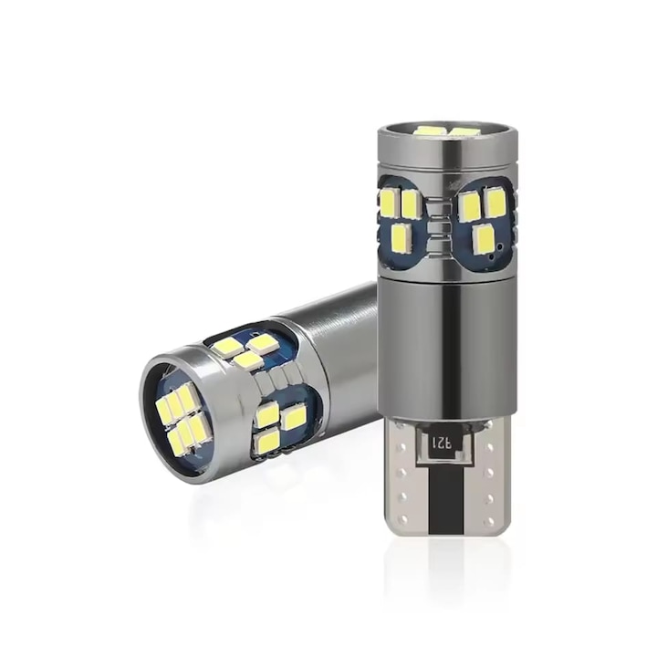 Set Doua Becuri Led Cree T10-W5W Can-bus (Lumina Alb-Rece) 360°