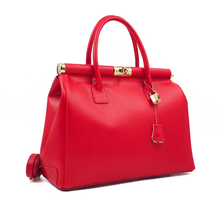 Poseta Piele Jennifer - Rosu, Geanta Office din Piele Naturala, Geanta, Genti