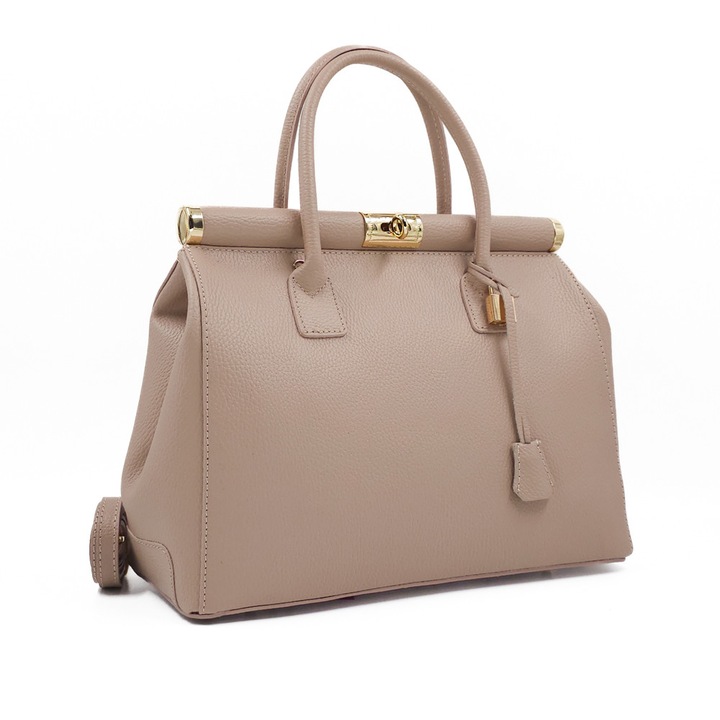 Poseta Piele Jennifer - Roz-Pudra, Geanta Office din Piele Naturala, Geanta, Genti