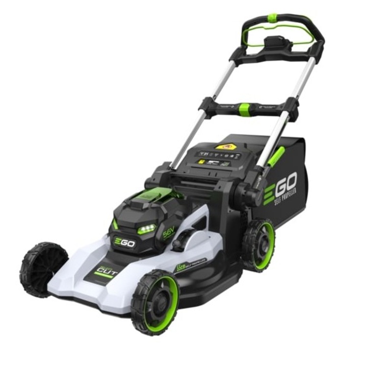 Set masina de tuns gazon EGO Power+ LM2236E-SP, 55 cm, autopropulsie, cu acumulator Li-Ion 56 V/10 Ah, incarcator