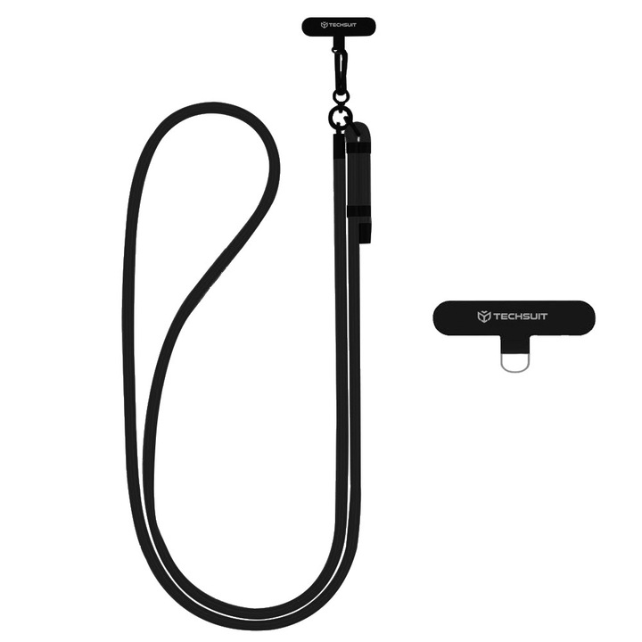Snur pentru Telefon, Carabina, Nailon Impletit, Durabil, Ajustabil, Universal - Techsuit Rope Crossbody Strap (RCS1-03) - Onyx Shadow