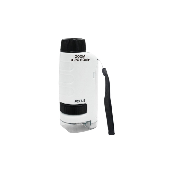 Детски микроскоп, 60X-120X, LED осветление, научно наблюдение, изследване на природата, преносим, бял