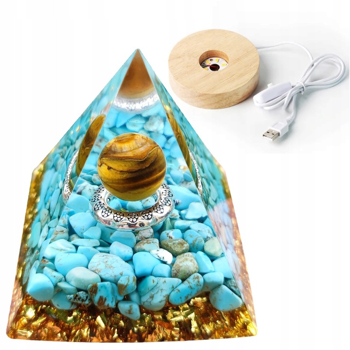 Piramis orgonit +led lámpa 5cm crystal amulet 5cm HX11
