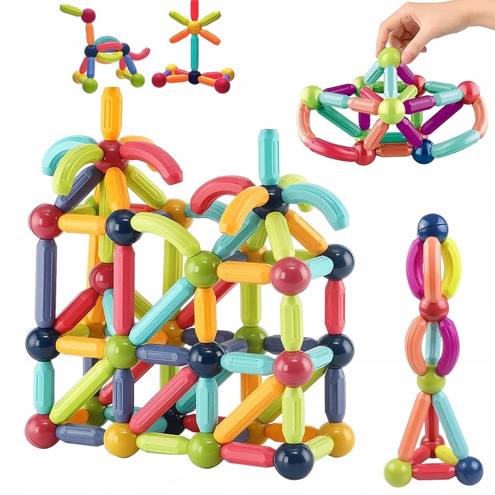 Set Jucarii Magnetice, multicolor, 10*10*19cm, 64 piese