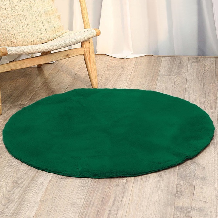 Covor rotund, Rabbit, poliester, 100x100cm, verde