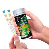 Benzi de testare pentru acvariu 7 in 1, set de testare a apei pentru acvarii cu apa dulce si sarata, 100 de benzi, usor de utilizat, 7 parametri (GH/KH/CO2/NO3/NO2/Cl2/pH) pentru iazuri, acvarii, pesti Koi si recifuri de corali