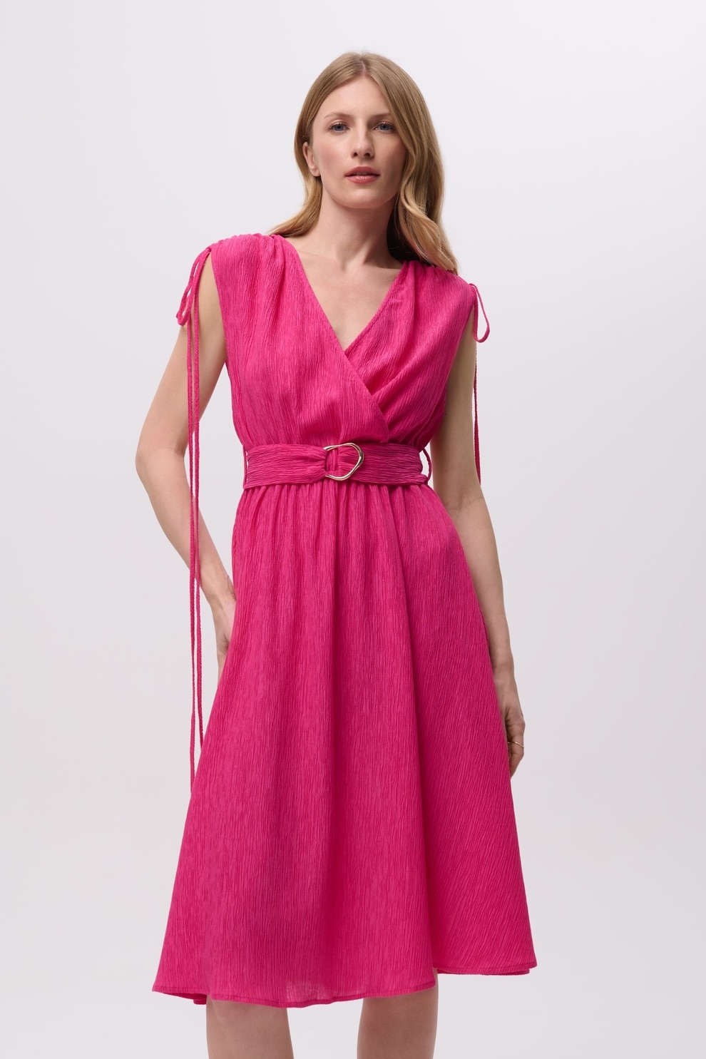 GreenPoint, Rochie texturata din amestec de lyocell, Fucsia, 36
