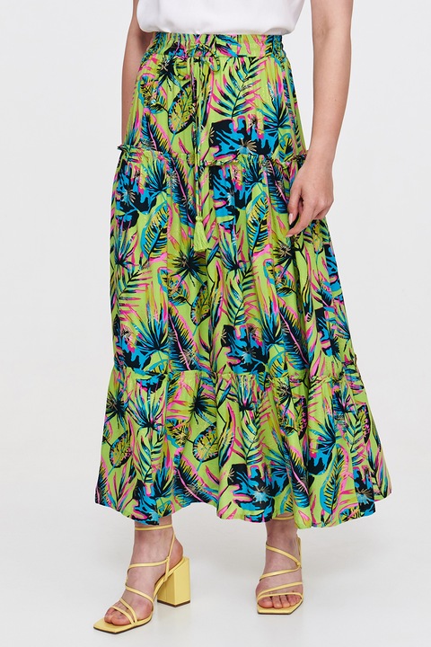 Top Secret, Fusta maxi evazata cu snur, Roz pastel/Verde lime/Albastru deschis