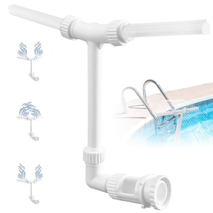 Fantana de piscina, cu apa reglabila cu pulverizare dubla, fantana de piscina cu adaptor pentru piscine exterioare ingropate si supraterane, alb