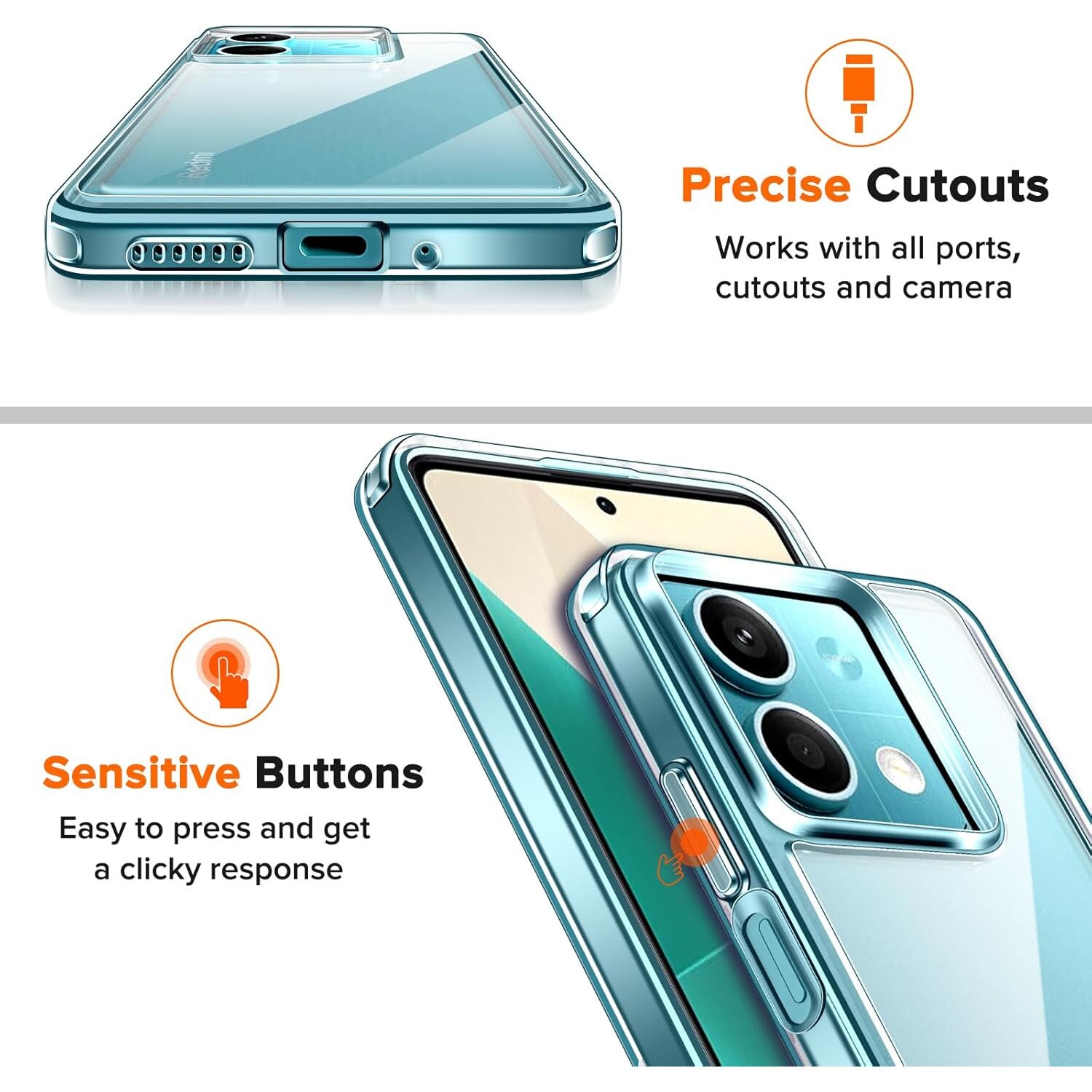 Husa Anti soc, transparenta compatibila cu Xiaomi Redmi Note 13 5G