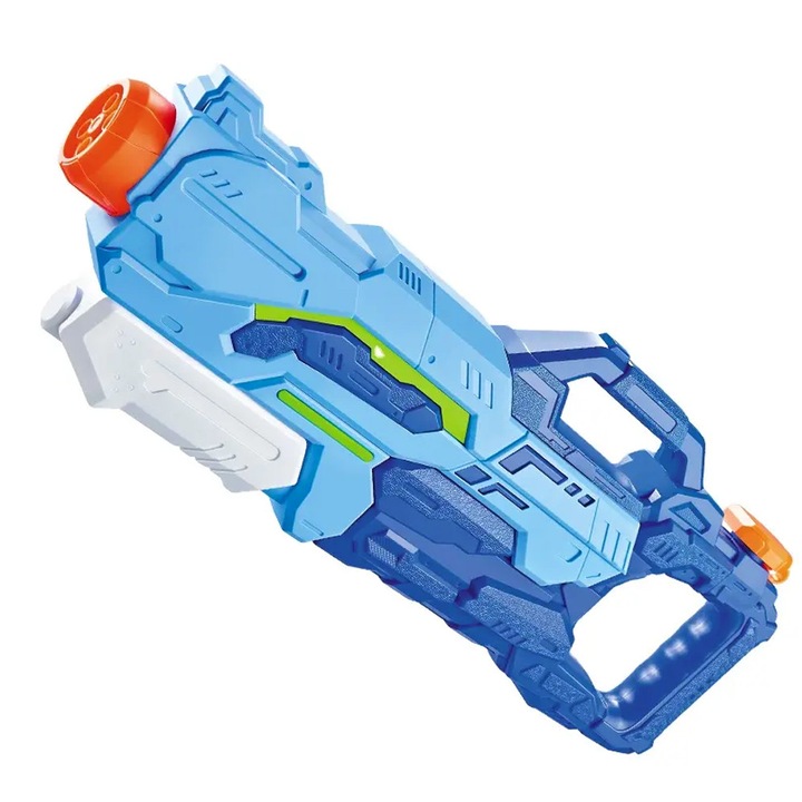 Воден пистолет за деца, OPTIM SOLUTION, 6+ години, лятна играчка, басейн, плаж, вместимост 1500 мл, 4 дюзи, водна пулверизатор, за охлаждане, ръчна система за изстрелване, игра на открито, лесен за употреба, XTO, син