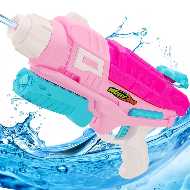 Воден пистолет за деца Optim Solution, 6+ години, Вместимост 600 мл, Воден спрей, XTO, Розов/Многоцветен