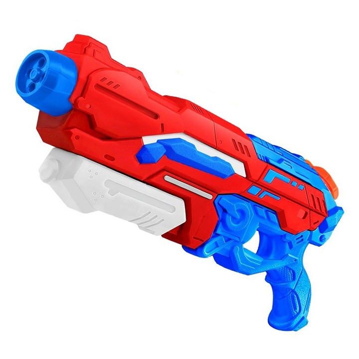 Воден пистолет за деца, OPTIM SOLUTION, 6+ години, лятна играчка, басейн, плаж, вместимост 1200 мл, воден спрей, за охлаждане, ръчна система за изстрелване, игра на открито, лесен за употреба, 40 x 7 x 20 см, XTO, червен