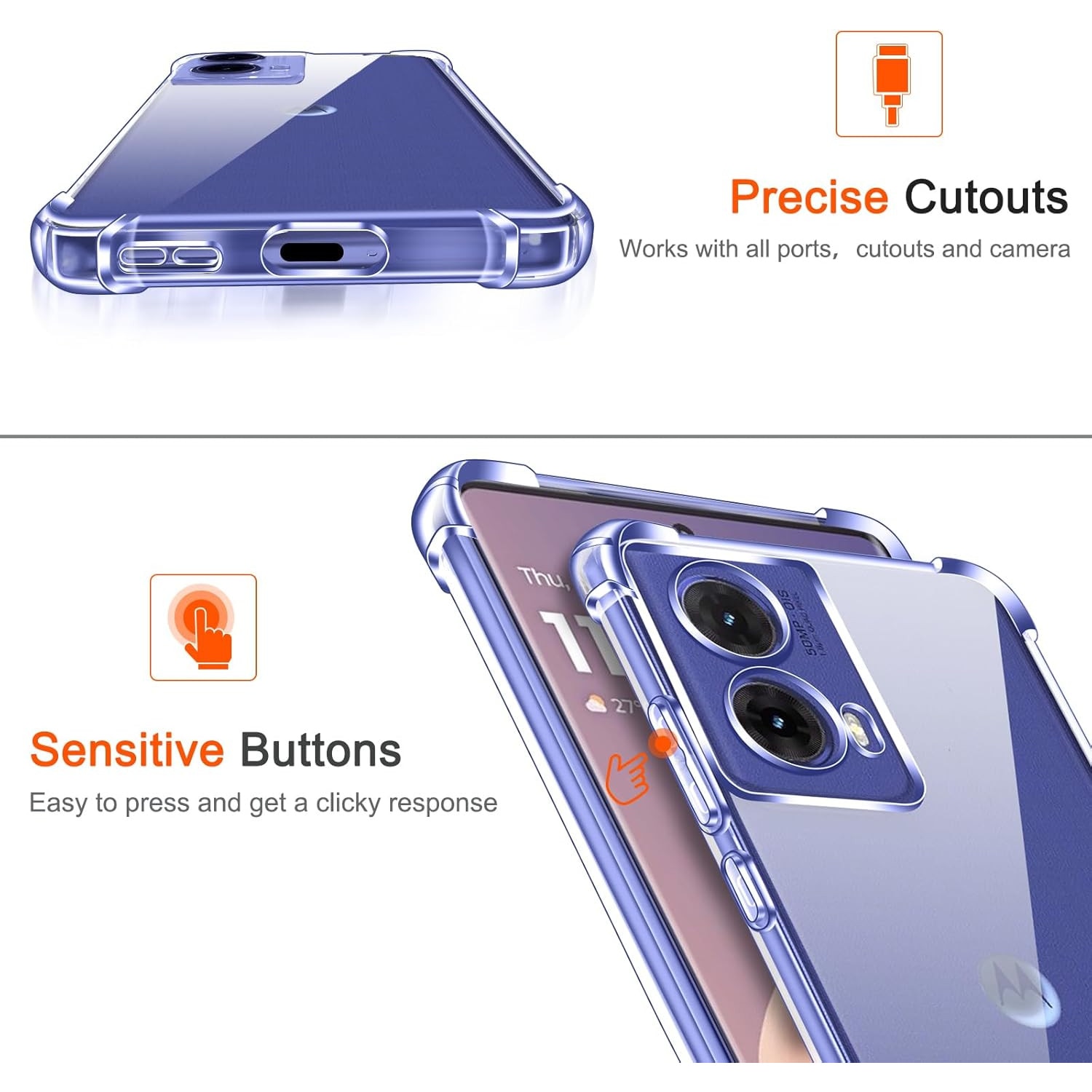 Husa Anti soc, transparenta compatibila cu Motorola Moto G85