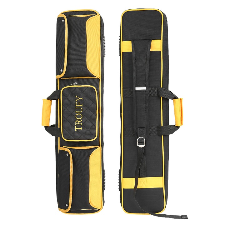 Geanta pentru tacuri de biliard TROUFY, 8 buzunare, capacitate mare, multifunctionala, culoare neagra