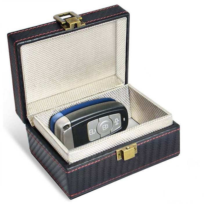 RFID jelblokkoló kulcstartó, csendes zseb Faraday, fekete, 11,7x9,3x6,5cm