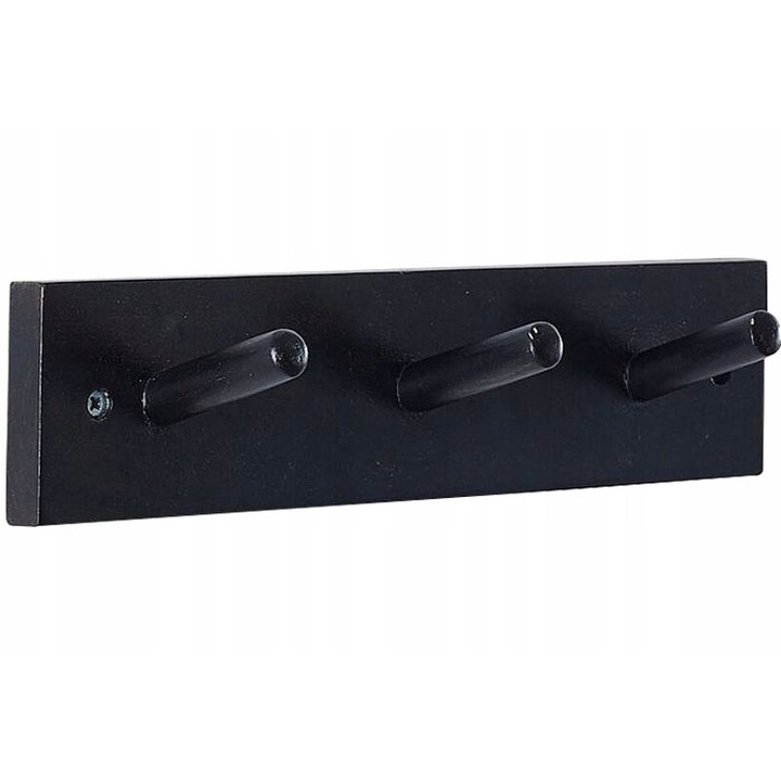 Cuiere din lemn, negru, 3 suporturi, 31x6x1.5cm