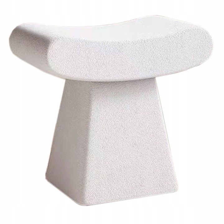Taburet modern, alb, 41x39x36cm, material textil plusat, sezut conturat