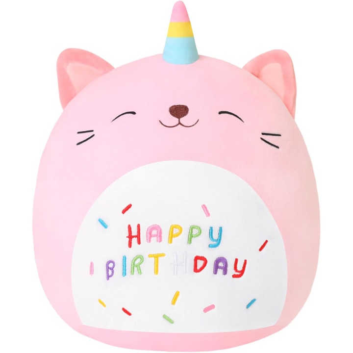 Плюшена играчка котка, 9,8 инча еднорог котка плюшена играчка сладка рожден ден котка плюшена възглавница мека плюшена кукла подаръци за рожден ден за малки деца декорация на стая за дома