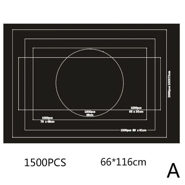 Килимче за съхранение на пъзел 115x60cm черно, 1500 части, с регулируеми презрамки