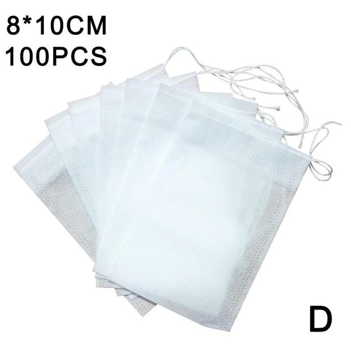 Set 100 pungi ceai YANYXR, alb, 5x7cm-9x10cm, inchidere snur