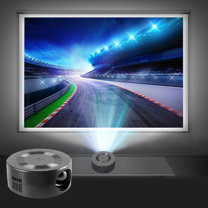 Мини видео проектор, 1080p, преносим, с USB и HDMI интерфейс, дистанционно управление, 1.6 инча, 20 лумена