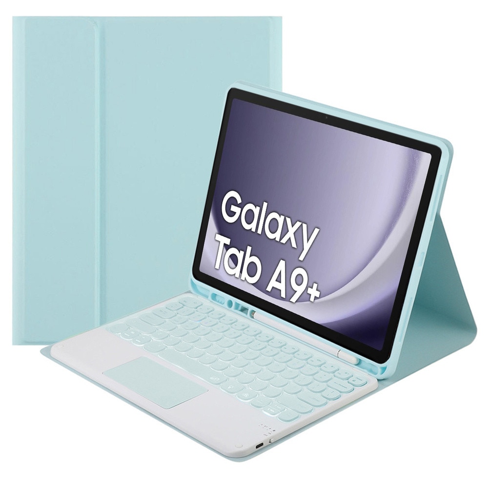 Husa cu tastatura Bluetooth si touchpad, pentru Samsung Galaxy Tab A9 Plus, 11", albastru