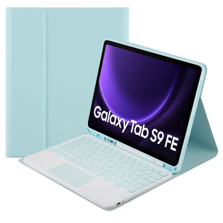 Bluetooth billentyűzetes és touchpades tok Samsung Galaxy Tab S9 FE 10.9"-hez, kék