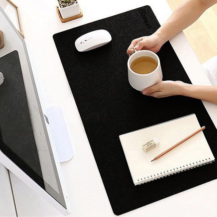 Mata pe birou pentru mouse Strado 90x45cm, gri, filc, antiderapant