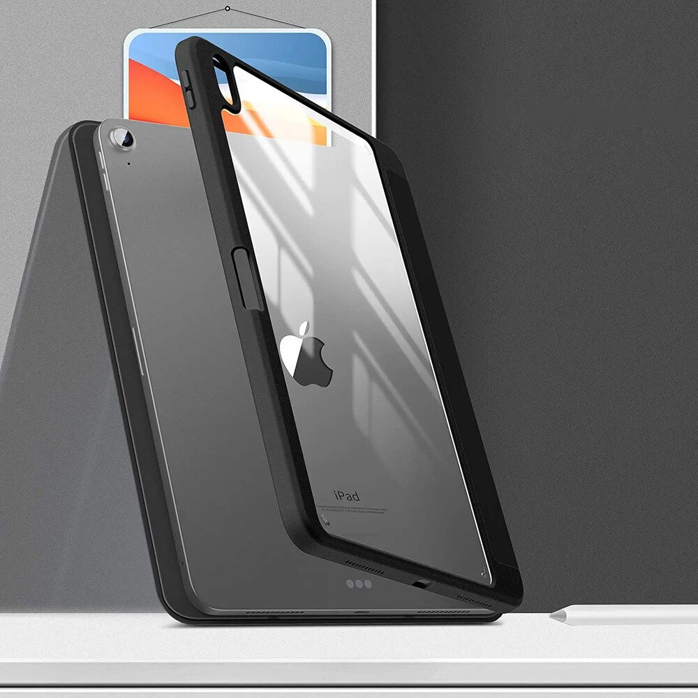 Etui Hard Crystal pentru iPad Air 11 Gen. 6, negru, cu functie de suport, protectie 360