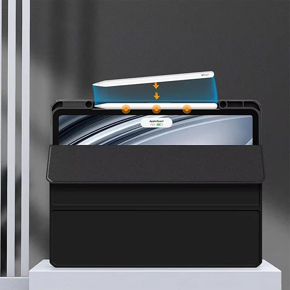 Husa Hard Crystal pentru iPad Pro 11 Gen. 5, neagră, suport, protecție 360