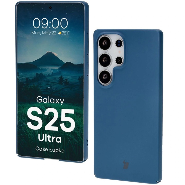 Etui Bizon Lupka pentru Samsung Galaxy S25 Ultra, poliweglan, protectie completa, albastru